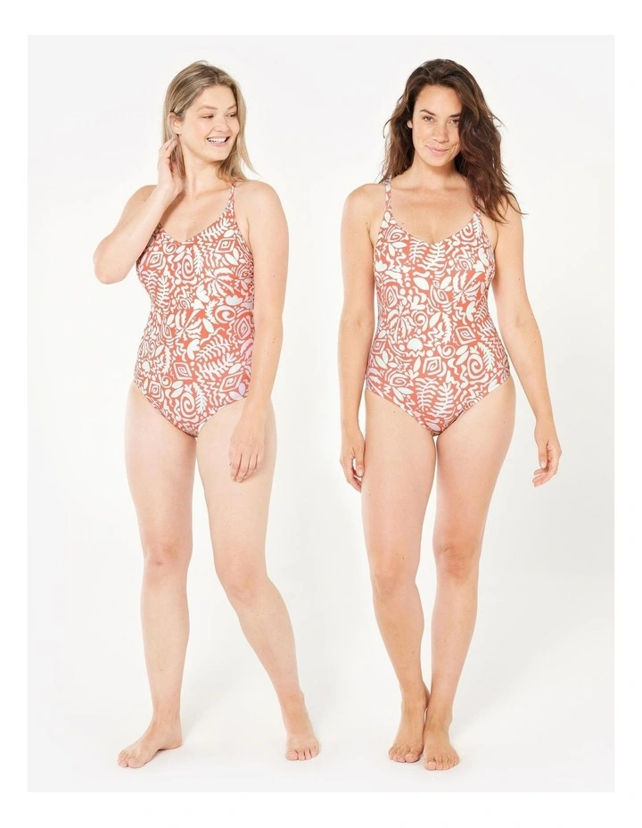Decathlon | Womens swimming 1-piece swimsuit - Lila poly red image 1