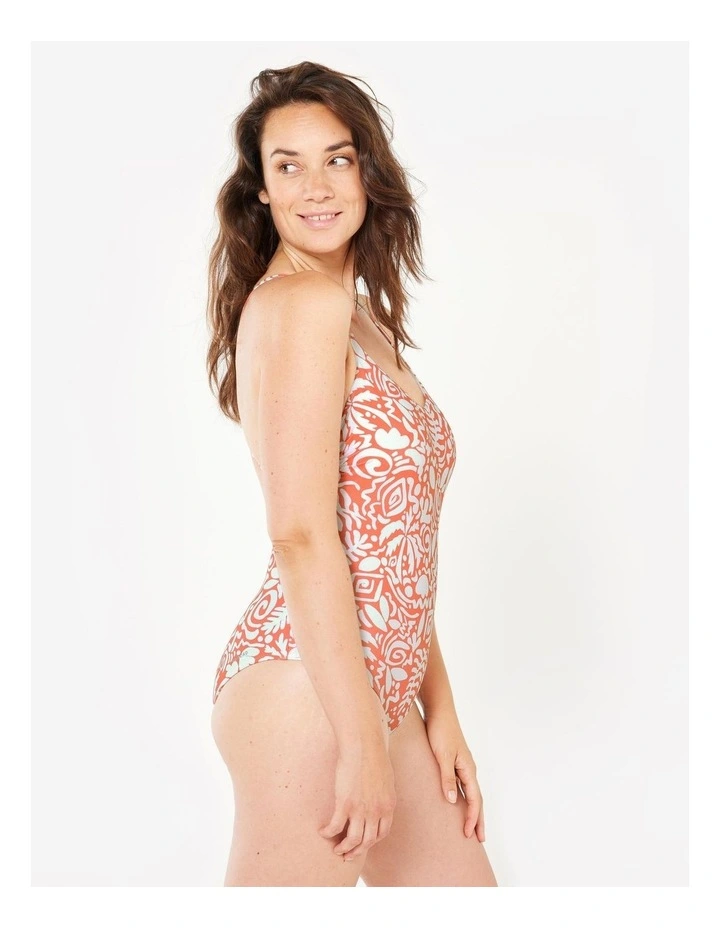 Decathlon | Womens swimming 1-piece swimsuit - Lila poly red image 2