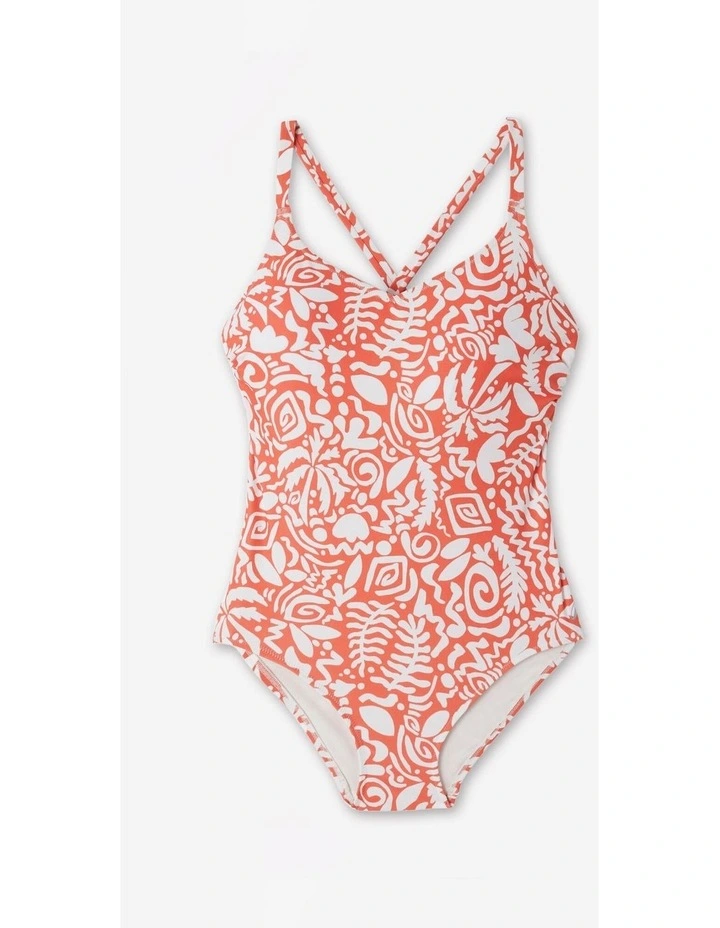 Decathlon | Womens swimming 1-piece swimsuit - Lila poly red image 3