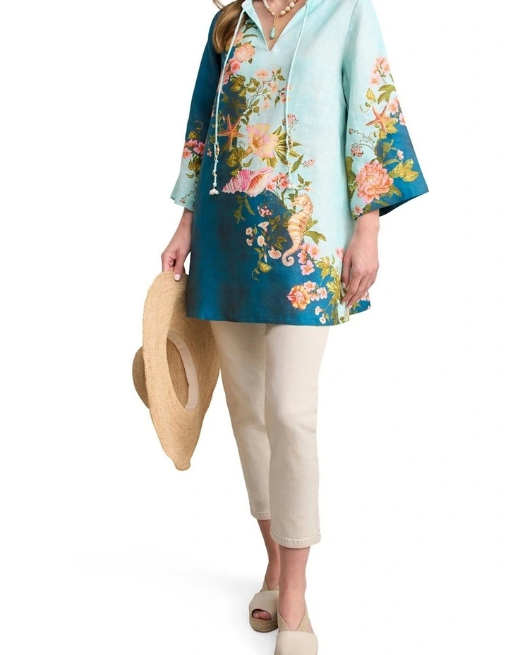Border Placement Kaftan - Shell Print image 4