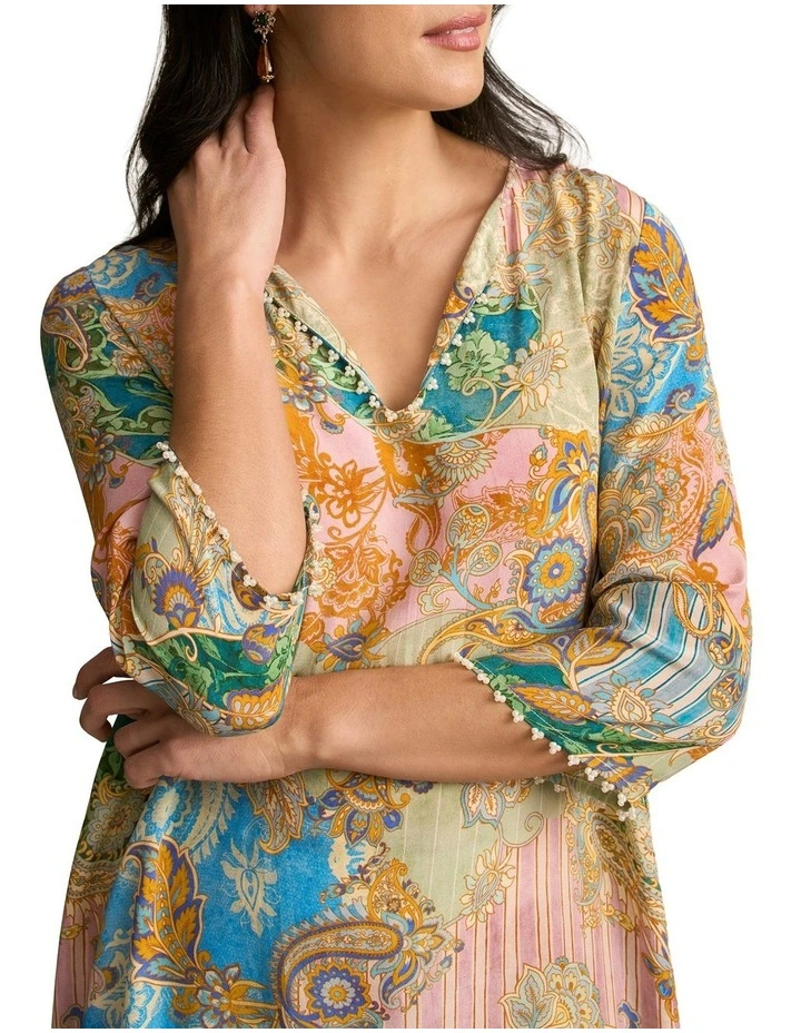 Beaded Silk Kaftan - Paisley Medley image 4