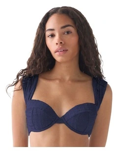 Seersucker Wide Strap Underwired Padded Bikini Top