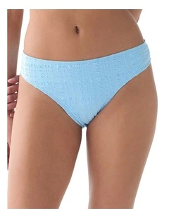 Seersucker Mid-Rise High Cut Bikini Bottom