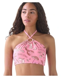 Beachside Ring Detail High Neck Halter Bikini Top