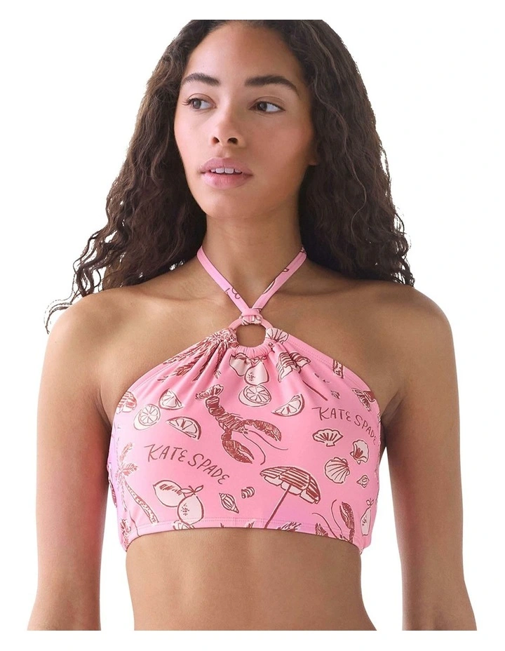 Beachside Ring Detail High Neck Halter Bikini Top image 1