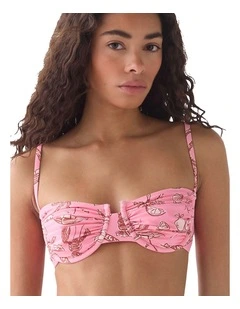 Beachside Ruched Underwired Balconette Bra Bikini Top