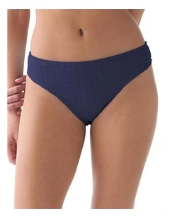 Seersucker Mid-Rise High Cut Bikini Bottom