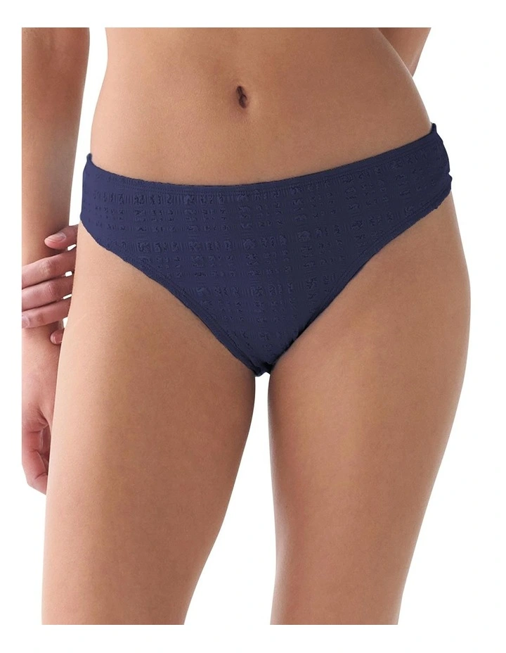 Seersucker Mid-Rise High Cut Bikini Bottom image 1