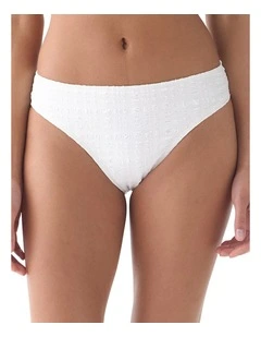 Seersucker Mid-Rise High Cut Bikini Bottom