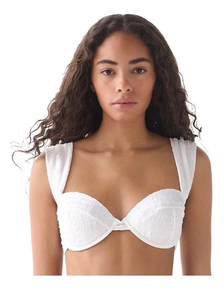 Seersucker Wide Strap Underwired Padded Bikini Top image 1