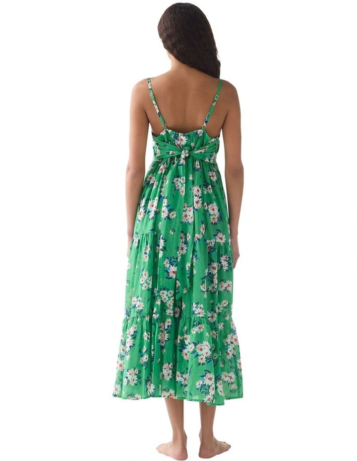 Spring Daisies Tiered Midi Tie-Back Cotton Beach Dress & Cover-Up image 2