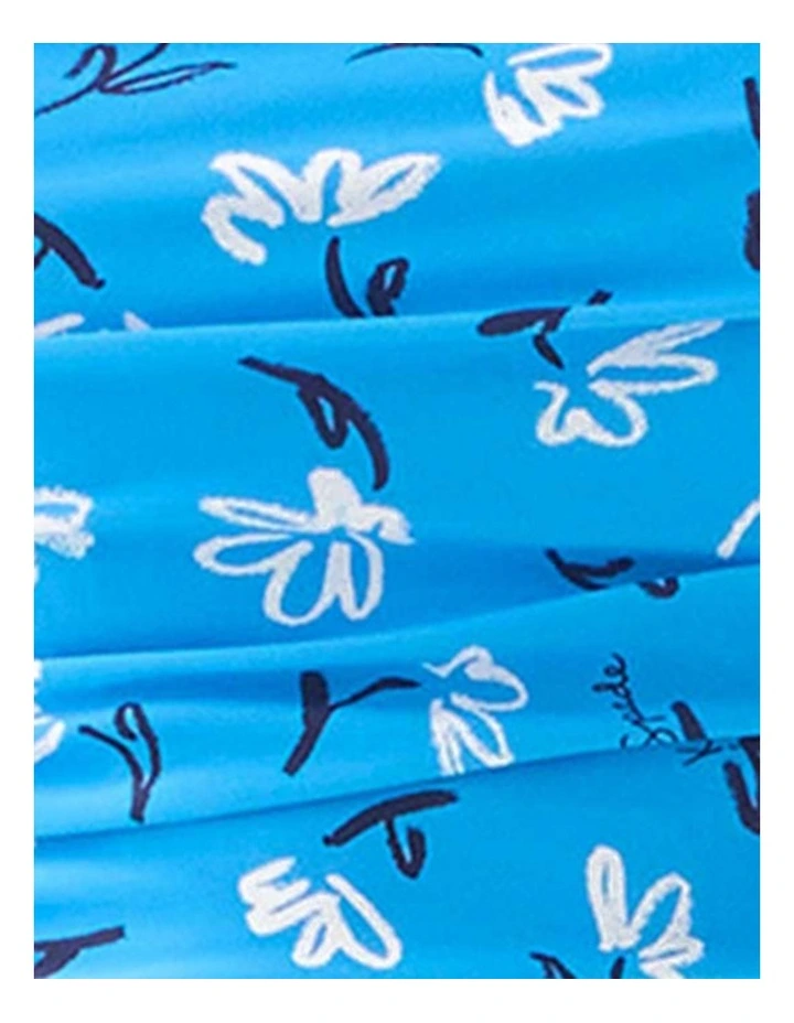 Sketched Blooms Print Shirred Square Neck Swimsuit image 4