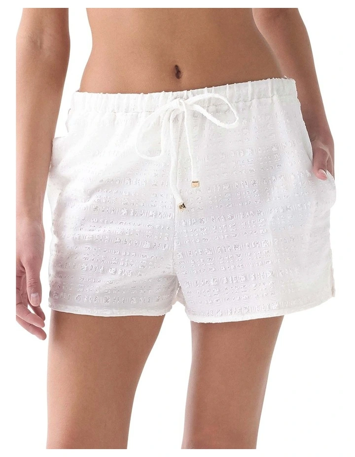 Seersucker Drawstring Waist Beach Shorts image 1