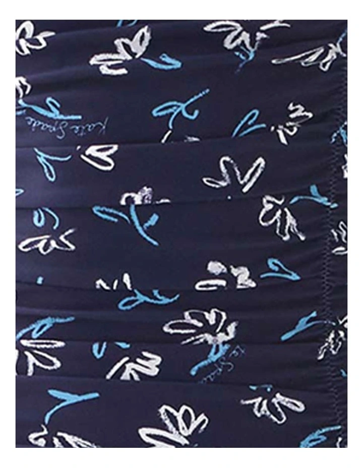 Sketched Blooms Print Shirred Square Neck Swimsuit image 4