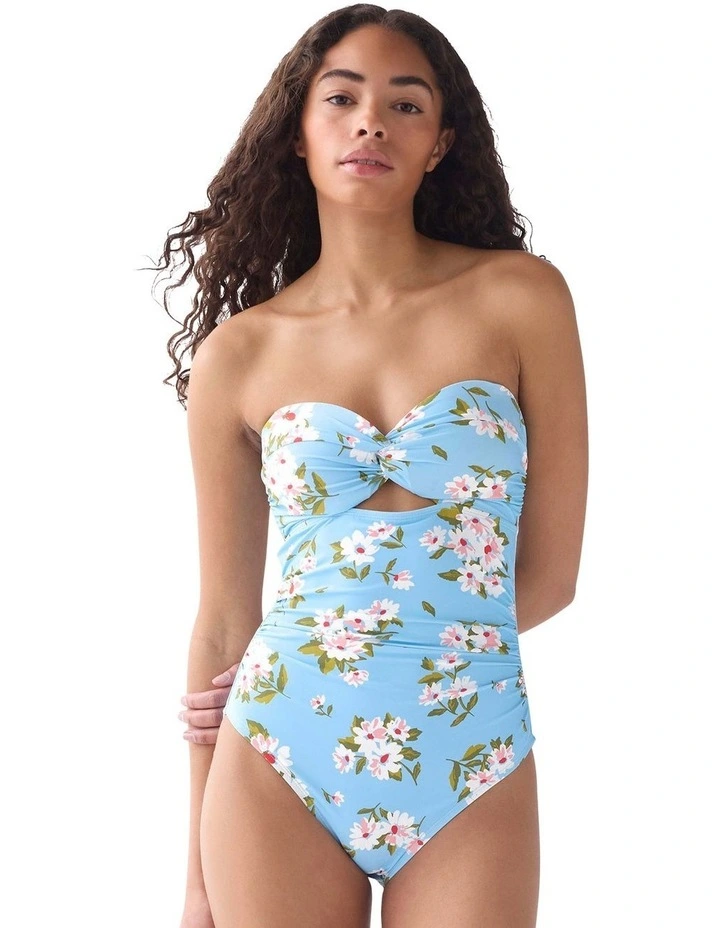 Spring Daisies Twist Top Removable Strap Bandeau Swimsuit image 1