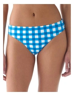 Gingham Mid-Rise High Cut Bikini Bottom