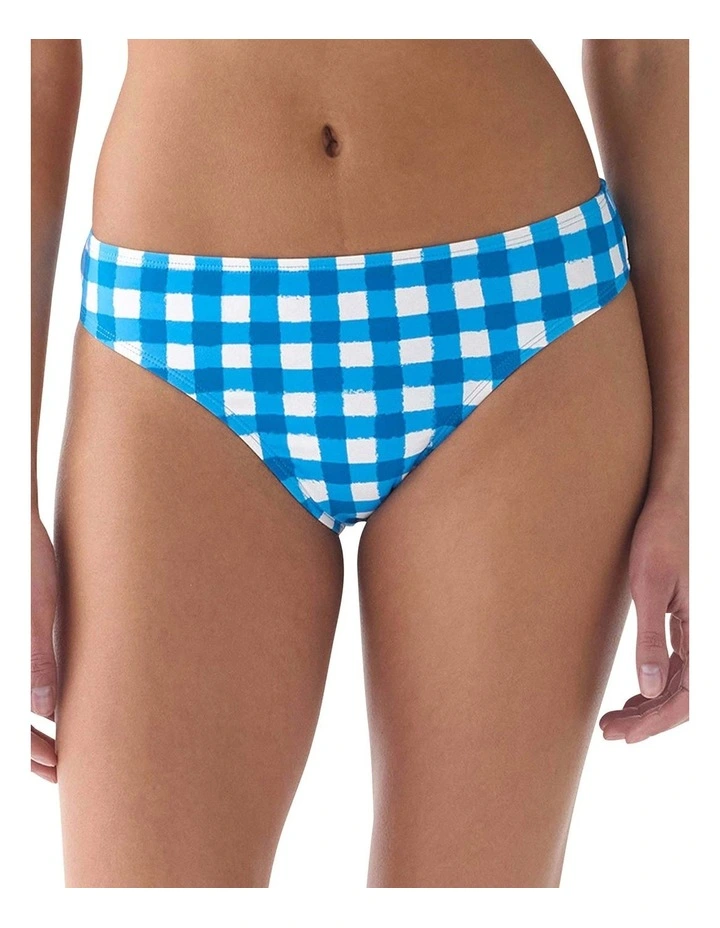 Gingham Mid-Rise High Cut Bikini Bottom image 1