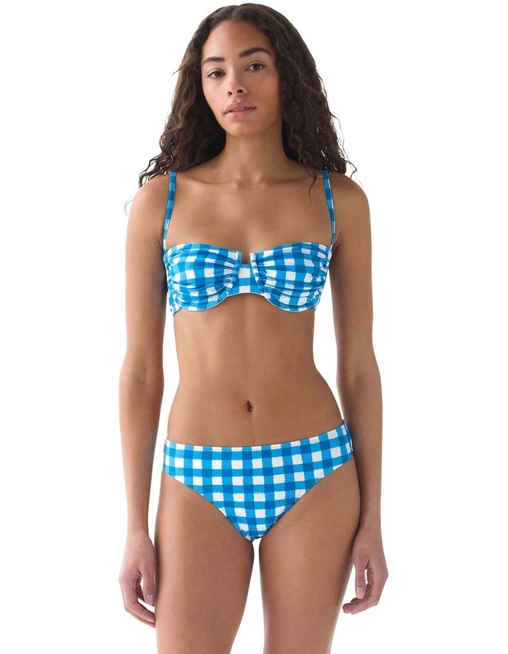 Gingham Ruched Underwired Balconette Bra Bikini Top image 3