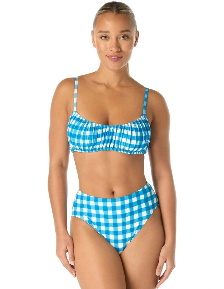 Gingham Underwired Shirred Bandeau Bikini Top image 4