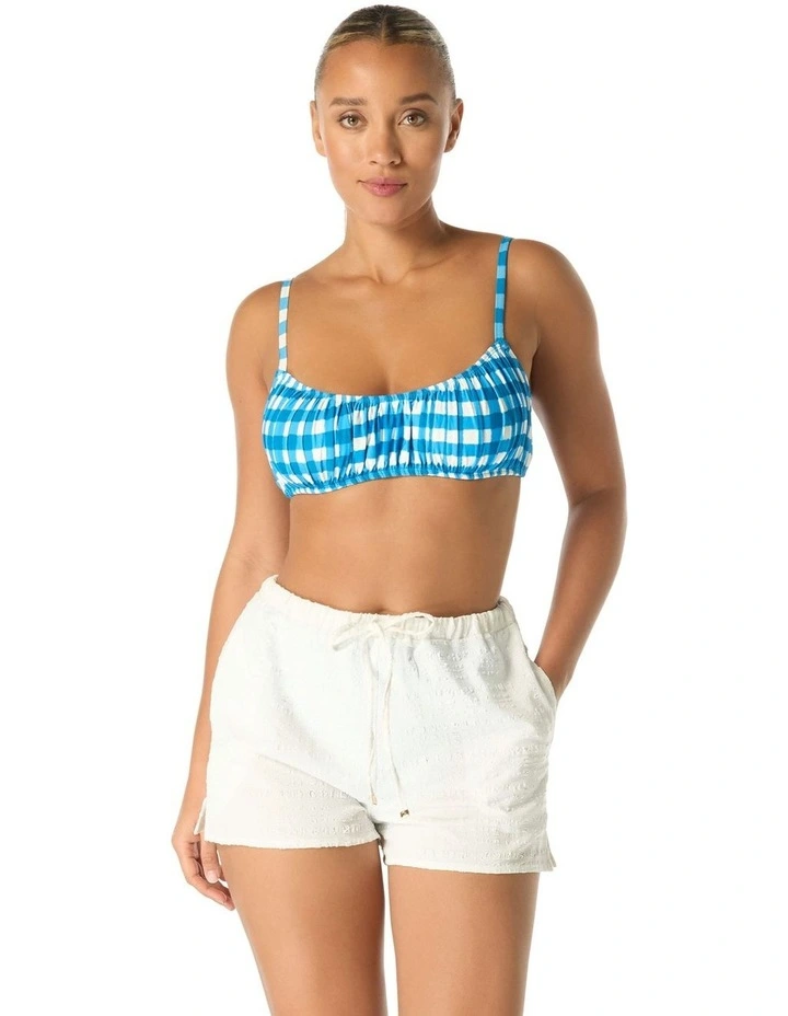 Gingham Underwired Shirred Bandeau Bikini Top image 5