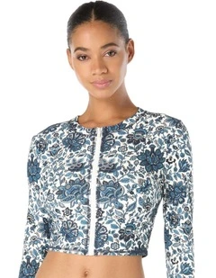 Provincial Fleur Cropped Zip Front Long Sleeve Rashguard
