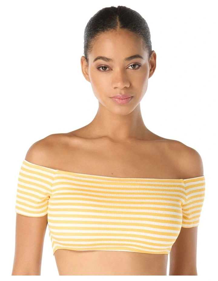 St. Tropez Stripe Off-Shoulder Bandeau Bikini Top image 1