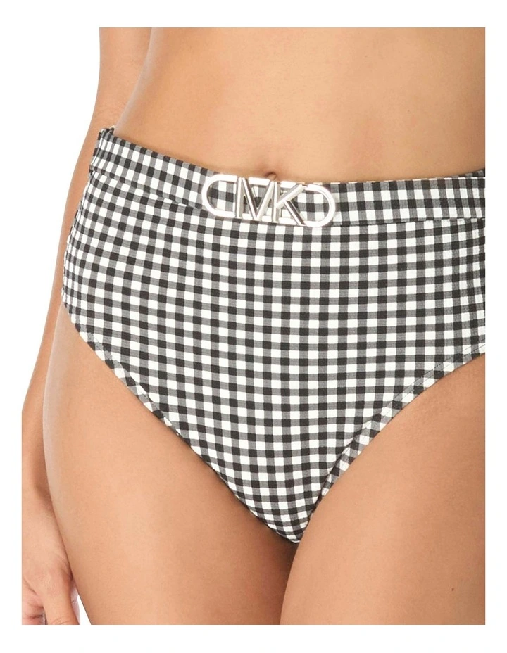Boho Gingham Belted High Waist Bikini Bottom image 3