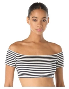 St. Tropez Stripe Off-Shoulder Bandeau Bikini Top