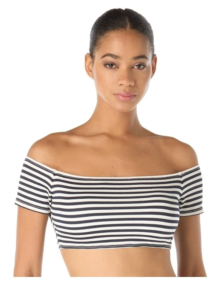 St. Tropez Stripe Off-Shoulder Bandeau Bikini Top image 1