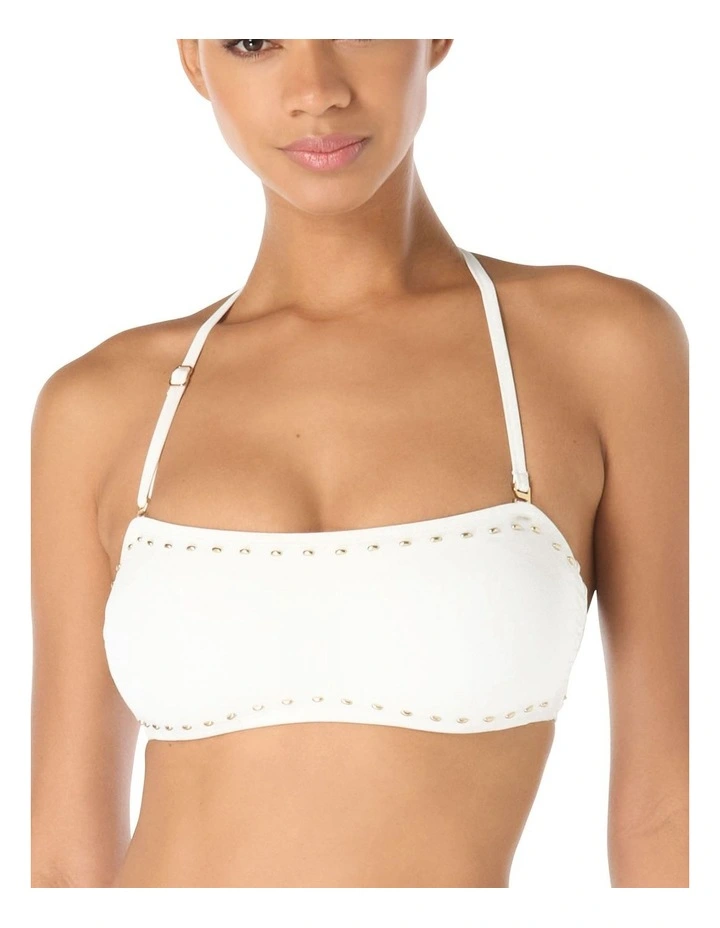 Gold Studded Removable Halter Strap Bandeau Bikini Top image 1