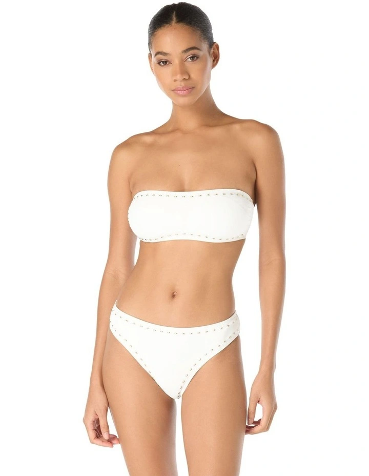 Gold Studded Removable Halter Strap Bandeau Bikini Top image 4