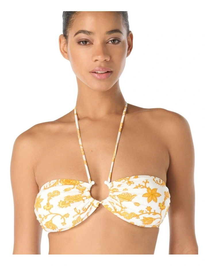 Riviera Blooms Ring Detail Bandeau Halter Bikini Top image 1