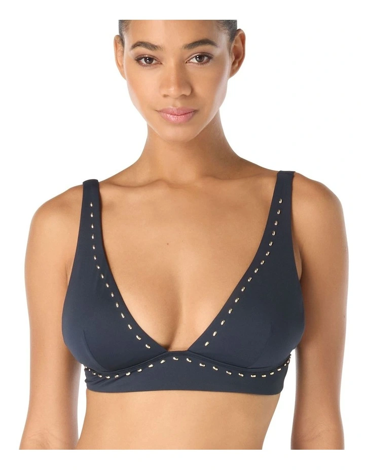 Gold Studded Tall Triangle Padded Bikini Top image 1