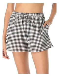 Boho Gingham Drawstring Beach Shorts With Pockets