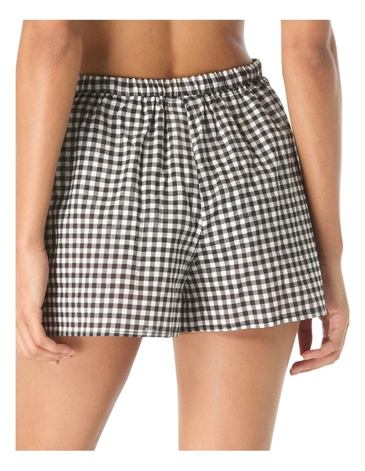 Boho Gingham Drawstring Beach Shorts With Pockets image 2