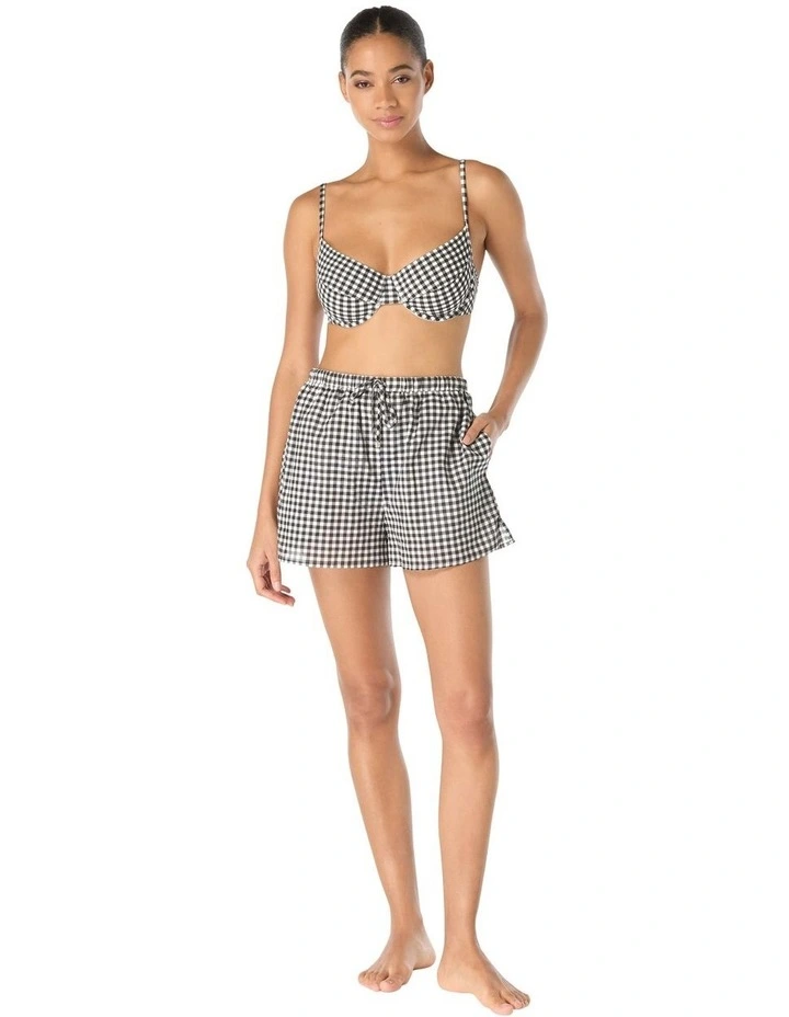 Boho Gingham Drawstring Beach Shorts With Pockets image 3