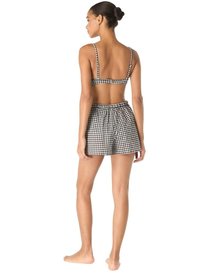 Boho Gingham Drawstring Beach Shorts With Pockets image 4