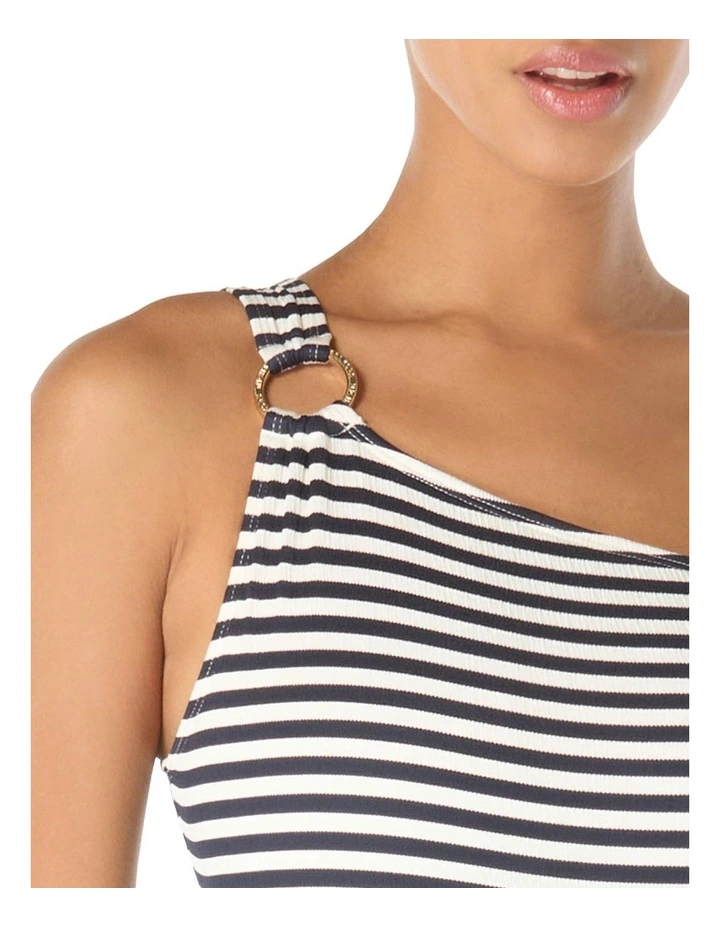 St. Tropez Stripe Padded Cup One Shoulder Swimsuit image 3