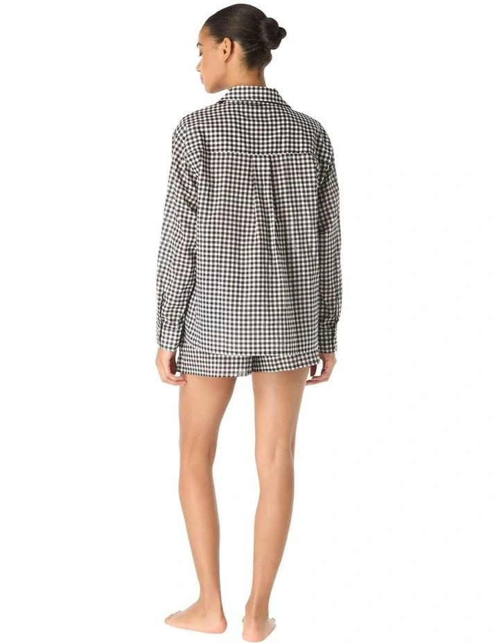 Boho Gingham Cotton Long-Sleeve Beach Shirt Cover Up image 2