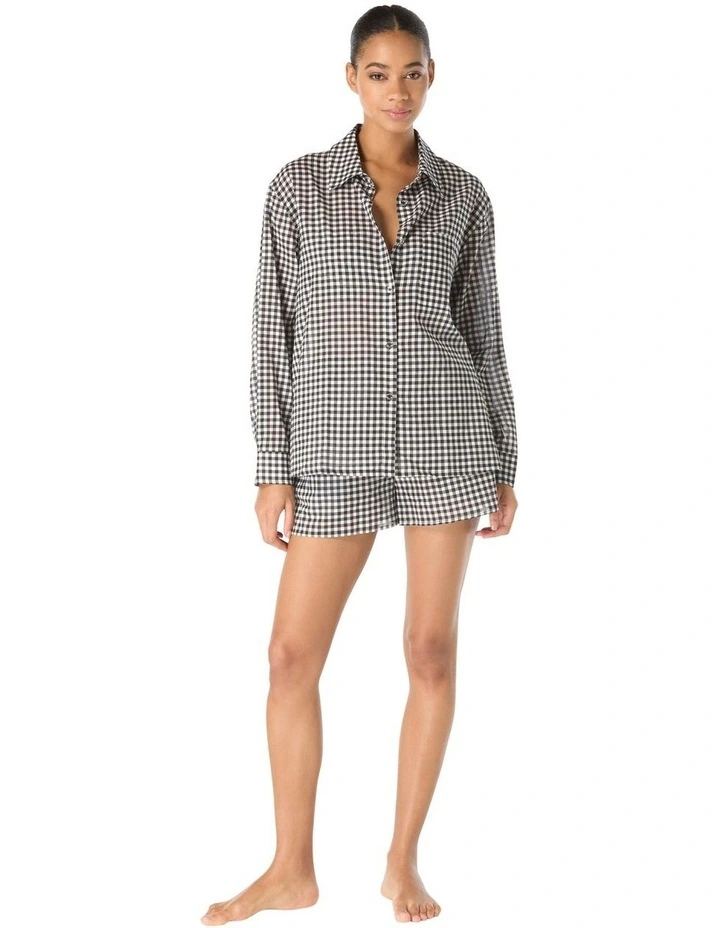 Boho Gingham Cotton Long-Sleeve Beach Shirt Cover Up image 3