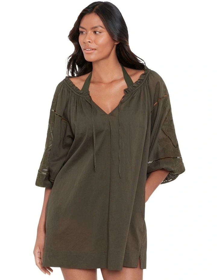 Beach Club Solids Embroidered Cotton Beach Dress Cover Up image 1