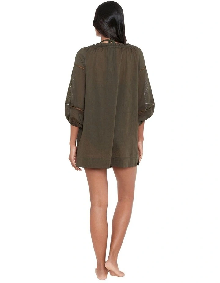 Beach Club Solids Embroidered Cotton Beach Dress Cover Up image 2