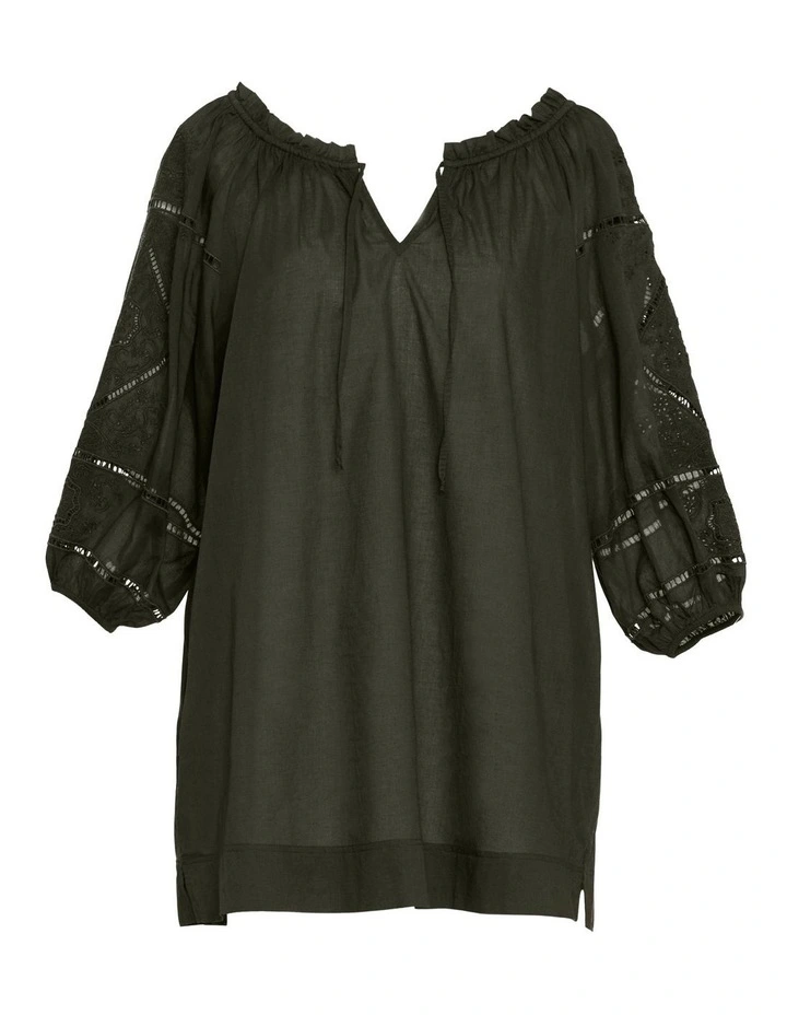 Beach Club Solids Embroidered Cotton Beach Dress Cover Up image 5