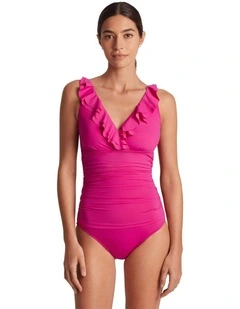 Beach Club Ruffle-Trim Padded Underwired One-Piece Swimsuit