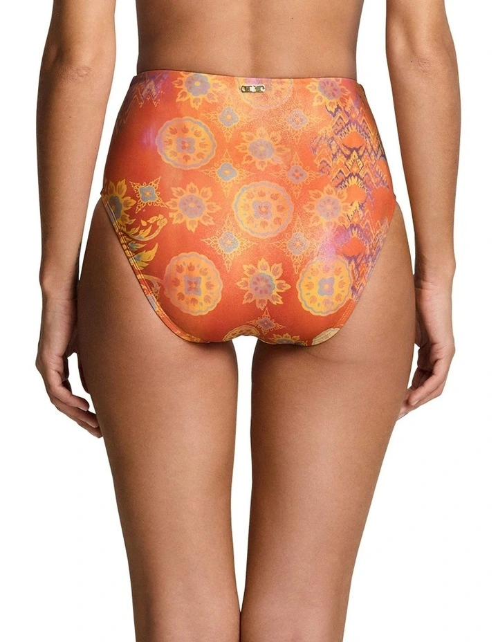 Medallion Shimmer Shirred High Waist Bikini Bottom image 2