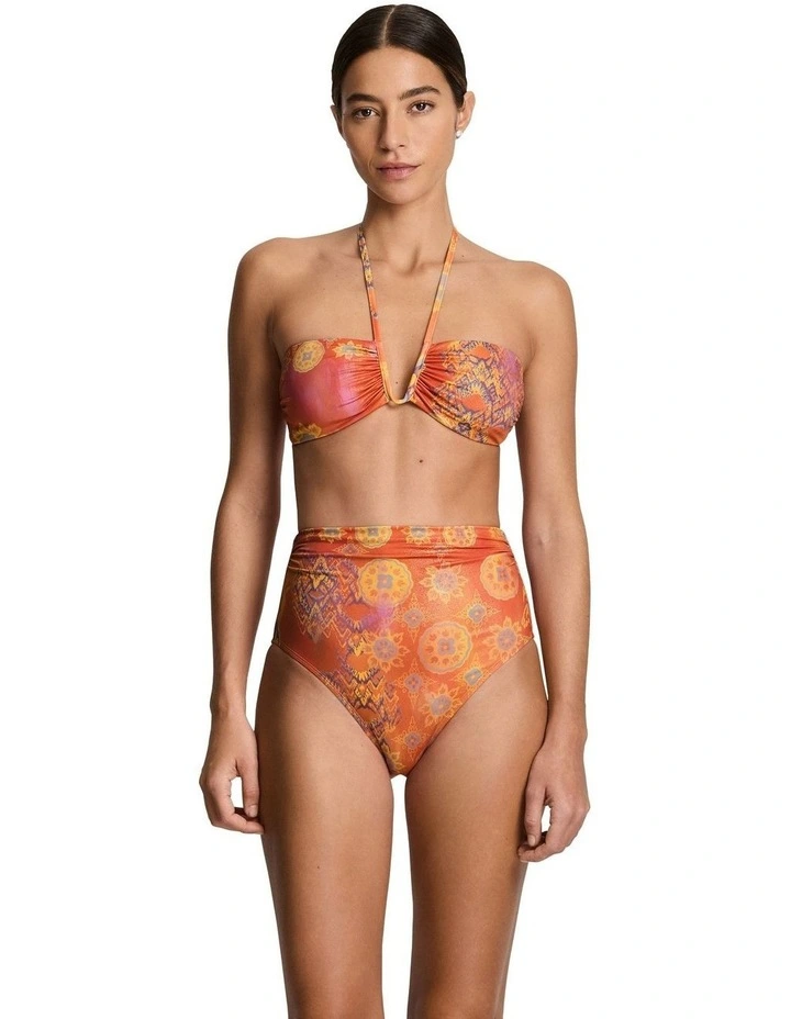 Medallion Shimmer Shirred High Waist Bikini Bottom image 4