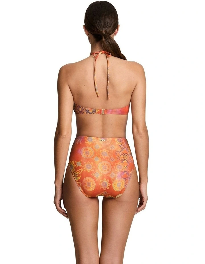 Medallion Shimmer Shirred High Waist Bikini Bottom image 5