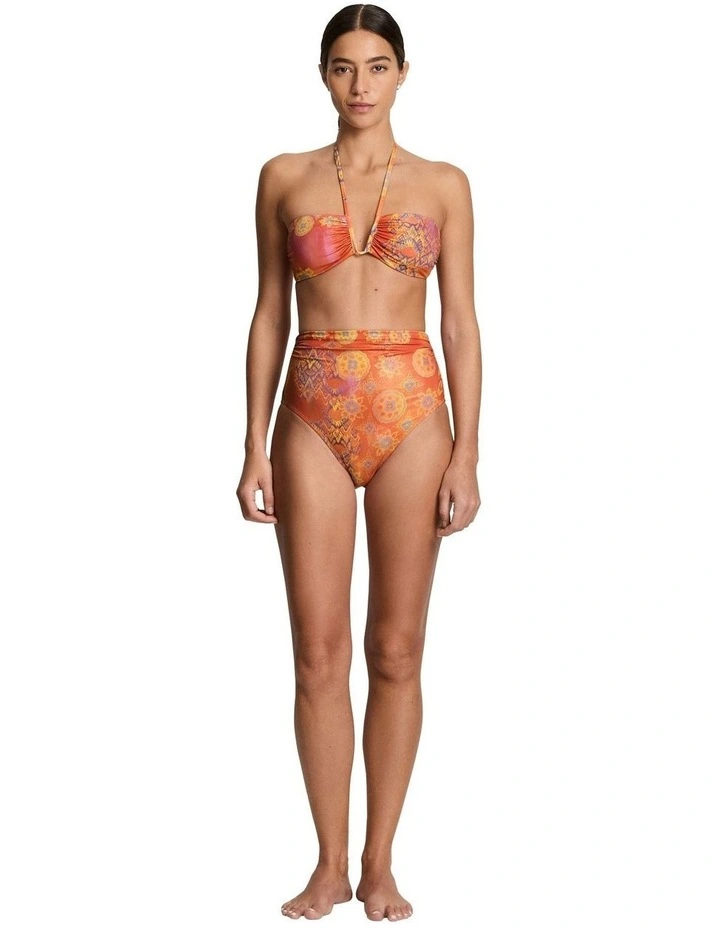 Medallion Shimmer Shirred High Waist Bikini Bottom image 6