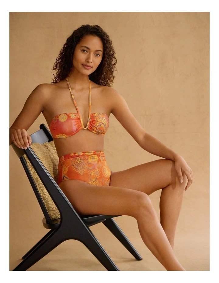 Medallion Shimmer Deep U Wire Padded Halter Bikini Top image 3