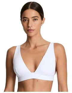 Ottoman Rib Wide Strap V Neck Padded Bikini Top